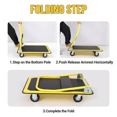 Heavy Duty Foldable Platform Hand Truck, Rolling Push Cart Dolly, Portable Moving Cart For Storage 4 Heavy Duty Foldable Platform Hand Truck, Rolling Push Cart Dolly, Portable Moving Cart For Storage - Image 4