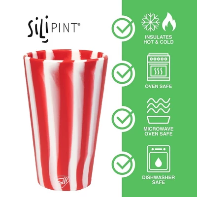 Silipint: Silicone 16 Oz Pint Glass Set, 2 Pack Peppermint & Poinsettia 1 Silipint: Silicone 16 Oz Pint Glass Set, 2 Pack Peppermint & Poinsettia