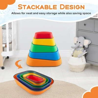Costway 5 Pcs Balance Stepping Stones For Kids With Non-Slip Surface And Edging 5 Costway 5 Pcs Balance Stepping Stones For Kids With Non-Slip Surface And Edging - Image 5