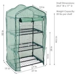 Sunnydaze Decor Sunnydaze Outdoor Portable Growing Rack 3-Tier Greenhouse With Roll-Up Door - 3 Shelves - Green 13 Sunnydaze Decor Sunnydaze Outdoor Portable Growing Rack 3-Tier Greenhouse With Roll-Up Door - 3 Shelves - Green -D'Eco Store GUEST 4e697680 d7c0 4b29 8a27 f37a3cf573f0