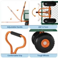 Steel Garden Cart With 10" Wheels, Wagon Cart, Removable Sides, 180° Handle For Lawn, Farm, Outdoor 10 Steel Garden Cart With 10" Wheels, Wagon Cart, Removable Sides, 180° Handle For Lawn, Farm, Outdoor -D'Eco Store GUEST 4e7cb313 085f 44e4 aec3 a88a312de70e