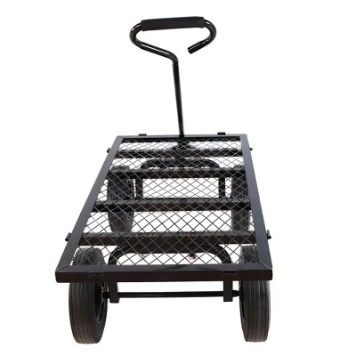 FURNIinspire Wheelbarrows And Lawn Carts Solid Wheels Tools Cart Wagon Cart, Metal Lawn Cart For Picnic, Shopping, Black, 37“*19"*45" 4 FURNIinspire Wheelbarrows And Lawn Carts Solid Wheels Tools Cart Wagon Cart, Metal Lawn Cart For Picnic, Shopping, Black, 37“*19"*45" - Image 4