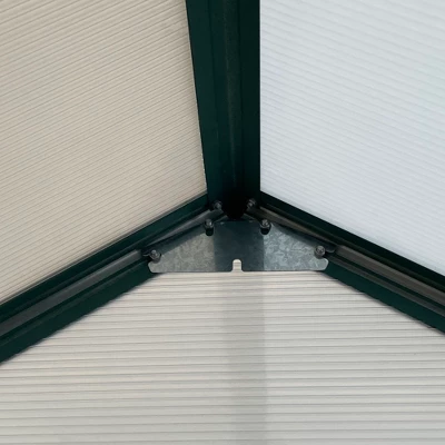 Outsunny Aluminum Greenhouse Polycarbonate Walk-in Garden Greenhouse Kit With Adjustable Roof Vent, Rain Gutter And Sliding Door 4 Outsunny Aluminum Greenhouse Polycarbonate Walk-in Garden Greenhouse Kit With Adjustable Roof Vent, Rain Gutter And Sliding Door - Image 4