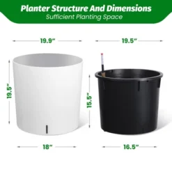 Round Planter Set Of 2, Self Watering Pots For Indoor Plants, Large Flower Pot Outdoor With Built-in Drainage And A Water Level Monitor