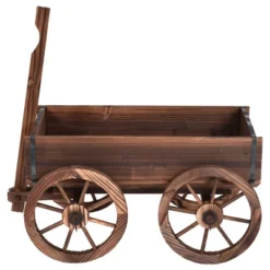 Costway Wood Wagon Flower Planter Pot Stand W/Wheels Home Garden Outdoor Decor 11 Costway Wood Wagon Flower Planter Pot Stand W/Wheels Home Garden Outdoor Decor -D'Eco Store GUEST 5488b472 58d8 4650 a031 91a201342011