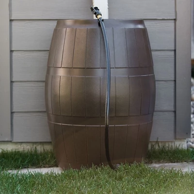 FCMP Outdoor RC4000 50 Gallon Heavy Duty Outdoor Home Rain Water Catcher Barrel Container Bin With Spigots And Mesh Screen, Brown 5 FCMP Outdoor RC4000 50 Gallon Heavy Duty Outdoor Home Rain Water Catcher Barrel Container Bin With Spigots And Mesh Screen, Brown - Image 5