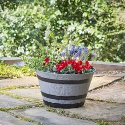 Southern Patio HDR-055457 Resin Whiskey Barrel Indoor Outdoor Garden Planter Pot For Vegetables, Trees, Plants, And Flowers, Gray (2 Pack) 6 Southern Patio HDR-055457 Resin Whiskey Barrel Indoor Outdoor Garden Planter Pot For Vegetables, Trees, Plants, And Flowers, Gray (2 Pack) -D'Eco Store GUEST 5505f630 6aba 4346 b303 06eb946ffe5e