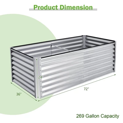 Costway Raised Garden Bed Large Metal Planter Box Kit For Vegetable Herb 6' X 3' X 2' 2 Costway Raised Garden Bed Large Metal Planter Box Kit For Vegetable Herb 6' X 3' X 2' - Image 2
