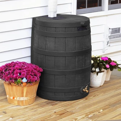 Good Ideas Rain Wizard 50 Gallon Plastic Outdoor Home Rain Barrel Water Storage Collector With Brass Spigot And Flat Back Design, Oak (3 Pack) 3 Good Ideas Rain Wizard 50 Gallon Plastic Outdoor Home Rain Barrel Water Storage Collector With Brass Spigot And Flat Back Design, Oak (3 Pack) - Image 3