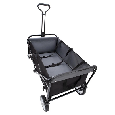 Collapsible Foldable Wagon Cart With Strapping System Beach Wagon Utility Cart Utility Wagon Grocery Car Black 6 Collapsible Foldable Wagon Cart With Strapping System Beach Wagon Utility Cart Utility Wagon Grocery Car Black - Image 6