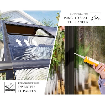 AMERLIFE Polycarbonate Greenhouse, Quick-Connect Frame, 4 Vents, Swing Lock Door 2 AMERLIFE Polycarbonate Greenhouse, Quick-Connect Frame, 4 Vents, Swing Lock Door - Image 2