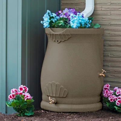Good Ideas Rain Wizard 50 Gallon Rain Saver Barrel Water Storage Urn With Planter Space And 2 Brass Spigots, Sandstone (4 Pack) 3 Good Ideas Rain Wizard 50 Gallon Rain Saver Barrel Water Storage Urn With Planter Space And 2 Brass Spigots, Sandstone (4 Pack) - Image 3