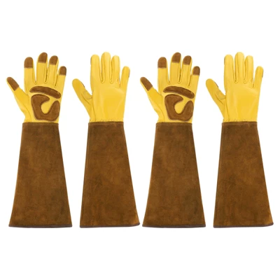 Unique Bargains Cowhide Leather Thorn Proof Shock Absorbing Non-Slip Garden Gloves 1 Pair 3 Unique Bargains Cowhide Leather Thorn Proof Shock Absorbing Non-Slip Garden Gloves 1 Pair - Image 3