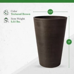 Algreen 16130 Valencia 12 X 18 Inch Round Taper Recycled Planter Pot, Chocolate -D'Eco Store GUEST 5cc217c4 485e 407d a054 44dd2c2445cc