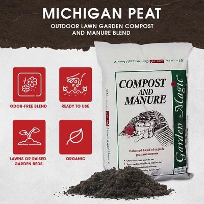 Michigan Peat 40 Pound Garden Magic Compost And Manure With Odor Free Blend And Naturally Moist And Fibrous For Lawn And Garden, 3 Pack 2 Michigan Peat 40 Pound Garden Magic Compost And Manure With Odor Free Blend And Naturally Moist And Fibrous For Lawn And Garden, 3 Pack - Image 2
