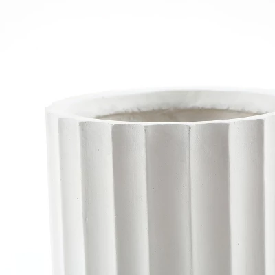 LuxenHome White 19" Tall Round MgO Planter 2 LuxenHome White 19" Tall Round MgO Planter - Image 2