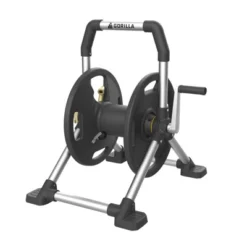Gorilla Carts 150 Ft. Black/Gray Retractable Free Standing Hose Reel Cart