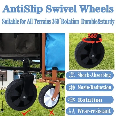 Collapsible Foldable Wagon Cart W/ Strapping System, Beach Wagon ,Utility Wagon Grocery Cart Camping Shopping Sports Gardeing Fishing Supports 225lbs 5 Collapsible Foldable Wagon Cart W/ Strapping System, Beach Wagon ,Utility Wagon Grocery Cart Camping Shopping Sports Gardeing Fishing Supports 225lbs - Image 5