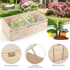 Costway Wooden Cold Frame Greenhouse Flower Planter Raised Plants Bed Protection 16 Costway Wooden Cold Frame Greenhouse Flower Planter Raised Plants Bed Protection -D'Eco Store GUEST 610ed969 1621 438c aa8d 67bfb2eafb9b