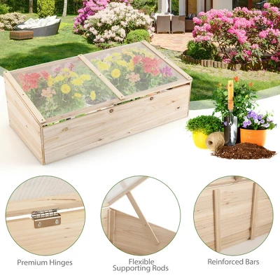 Costway Wooden Cold Frame Greenhouse Flower Planter Raised Plants Bed Protection 8 Costway Wooden Cold Frame Greenhouse Flower Planter Raised Plants Bed Protection - Image 8