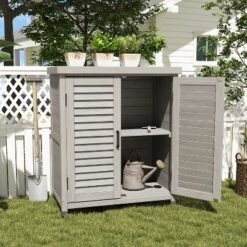 NicBex Outdoor Potting Bench With Storage Cabinet And Metal Table Top For Patio, Garden Furniture Wood Workstation, Grey 8 NicBex Outdoor Potting Bench With Storage Cabinet And Metal Table Top For Patio, Garden Furniture Wood Workstation, Grey -D'Eco Store GUEST 6275a406 8dea 4276 8dc1 cce9dca876f2