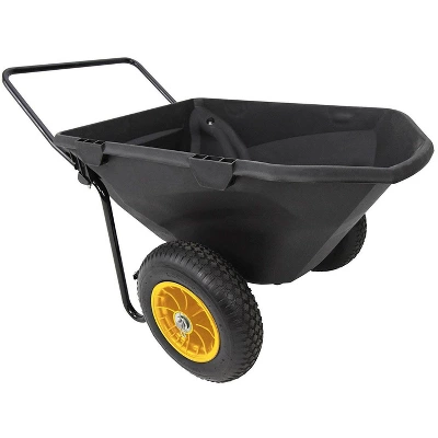 Polar Trailer 7 Cubic Foot Heavy Duty Utility Yard Garden Cart Wheelbarrow With Handle And Wide Track Rubber Wheels Hauling Outdoor, Black, 2 Pack 1 Polar Trailer 7 Cubic Foot Heavy Duty Utility Yard Garden Cart Wheelbarrow With Handle And Wide Track Rubber Wheels Hauling Outdoor, Black, 2 Pack