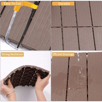 Plastic Interlocking Deck Tiles, 12.00"x12.00" (Pack Of 44). Patio, Outdoor Waterproof, All-weather For Garden 9 Plastic Interlocking Deck Tiles, 12.00"x12.00" (Pack Of 44). Patio, Outdoor Waterproof, All-weather For Garden - Image 9