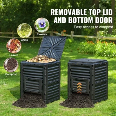 VEVOR Garden Compost Bin 80 Gal, BPA Free Composter, Large Capacity Outdoor Composting Bin With Top Lid And Bottom Door, Easy Assembling 5 VEVOR Garden Compost Bin 80 Gal, BPA Free Composter, Large Capacity Outdoor Composting Bin With Top Lid And Bottom Door, Easy Assembling - Image 5