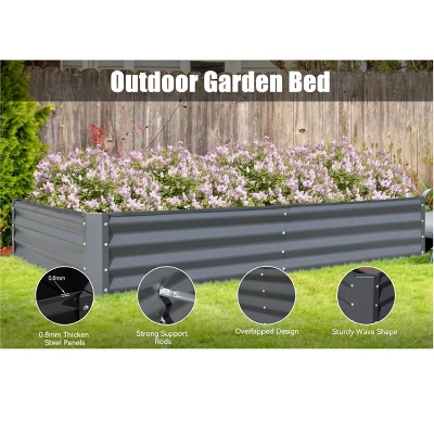 Metal Raised Garden Bed Kit, 8x4x1ft Outdoor Large Planter Raised Beds, Outdoor Garden Beds Raised Garden Boxes For Gardening Vegetables Flowers 2 Metal Raised Garden Bed Kit, 8x4x1ft Outdoor Large Planter Raised Beds, Outdoor Garden Beds Raised Garden Boxes For Gardening Vegetables Flowers - Image 2