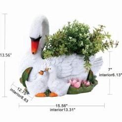 LuxenHome White Resin Swan Family Planter 16 LuxenHome White Resin Swan Family Planter -D'Eco Store GUEST 64607f0f 3c45 40f2 9d76 acb3b25f7a32