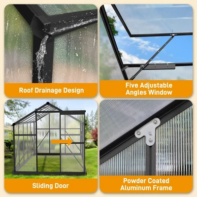 SEVOBAL Greenhouse Quick Setup For Outdoors With Roof Vent Walk In Green Houses Opendoor For Outside Outdoor Garden Backyard, Black, 135"*68"*13.5" 4 SEVOBAL Greenhouse Quick Setup For Outdoors With Roof Vent Walk In Green Houses Opendoor For Outside Outdoor Garden Backyard, Black, 135"*68"*13.5" - Image 4