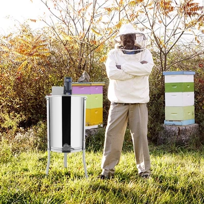 VINGLI Upgraded Electric 4 Frame Honey Extractor, Stainless Steel Honeycomb Spinner Drum With Adjustable Height Stands 5 VINGLI Upgraded Electric 4 Frame Honey Extractor, Stainless Steel Honeycomb Spinner Drum With Adjustable Height Stands - Image 5