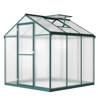 Heavy-Duty Greenhouse Aluminum Walk-In Greenhouse With Adjustable Ventilation And Lockable Door For Vegetables Herbs And Outdoor Plants Green 9 Heavy-Duty Greenhouse Aluminum Walk-In Greenhouse With Adjustable Ventilation And Lockable Door For Vegetables Herbs And Outdoor Plants Green - Image 9