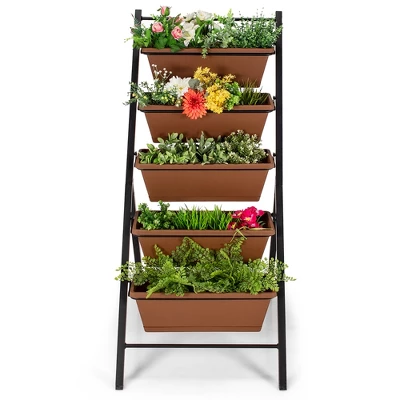 Costway 5-tier Vertical Garden Planter Box Elevated Raised Bed W/5 Container 7 Costway 5-tier Vertical Garden Planter Box Elevated Raised Bed W/5 Container - Image 7