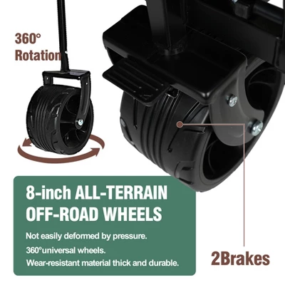 100L Collapsible Folding Beach Wagon Cart With 220Lbs Large Capacity, Wagons Carts Heavy Duty Foldable With Big Wheels For Sand, Garden, Camping 3 100L Collapsible Folding Beach Wagon Cart With 220Lbs Large Capacity, Wagons Carts Heavy Duty Foldable With Big Wheels For Sand, Garden, Camping - Image 3