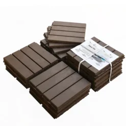 CLIHOME 12"x12" Square Composite Decking Tiles,Outdoor Patio Four Slat Plastic Interlocking Deck Tiles(Pack Of 36) 12 CLIHOME 12"x12" Square Composite Decking Tiles,Outdoor Patio Four Slat Plastic Interlocking Deck Tiles(Pack Of 36) -D'Eco Store GUEST 67ec290d d7e7 476f 8b05 998f929e03e5