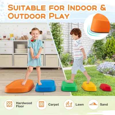 Costway 5 Pcs Balance Stepping Stones For Kids With Non-Slip Surface And Edging 7 Costway 5 Pcs Balance Stepping Stones For Kids With Non-Slip Surface And Edging - Image 7