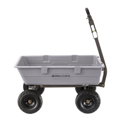 Gorilla Carts 800 Pound Capacity Heavy Duty Poly Yard Garden Steel Dump Utility Wheelbarrow Wagon Cart With 2 In 1 Towing ATV Handle, Gray 4 Gorilla Carts 800 Pound Capacity Heavy Duty Poly Yard Garden Steel Dump Utility Wheelbarrow Wagon Cart With 2 In 1 Towing ATV Handle, Gray - Image 4