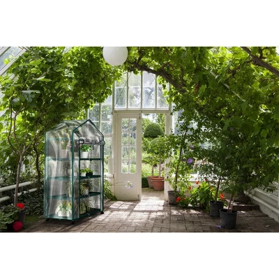 Nature Spring Greenhouse With 4 Shelves, PVC Cover, And Removable Locking Wheels - 19.3" X 63.3" 5 Nature Spring Greenhouse With 4 Shelves, PVC Cover, And Removable Locking Wheels - 19.3" X 63.3" - Image 5