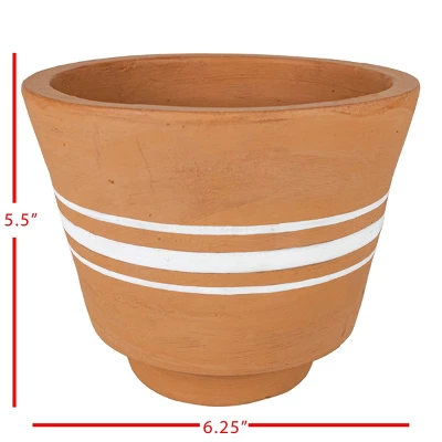 Multi White Stripe Terracotta Planter - Foreside Home & Garden 4 Multi White Stripe Terracotta Planter - Foreside Home & Garden - Image 4