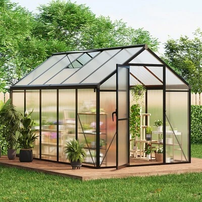 Homfan Greenhouse For Outdoors,Polycarbonate Greenhouse With Roof Vent, Aluminum Walk-in Greenhouse For Outside Garden Backyard, Patio, Lawn 9 Homfan Greenhouse For Outdoors,Polycarbonate Greenhouse With Roof Vent, Aluminum Walk-in Greenhouse For Outside Garden Backyard, Patio, Lawn - Image 9