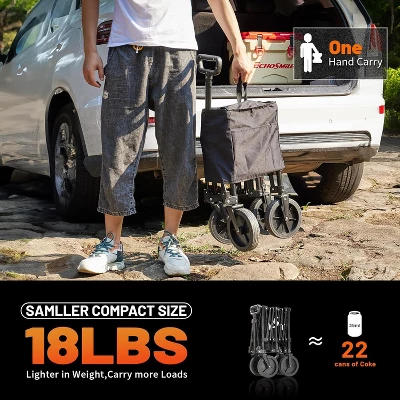 MaseiKar Collapsible Foldable Wagon With 300lbs Weight Cart Heavy Duty Folding Beach Wagon Cart With Wheels And Adjustable Handle For Camping, Garden 2 MaseiKar Collapsible Foldable Wagon With 300lbs Weight Cart Heavy Duty Folding Beach Wagon Cart With Wheels And Adjustable Handle For Camping, Garden - Image 2