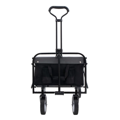 Collapsible Foldable Wagon Cart With Strapping System Beach Wagon Utility Cart Utility Wagon Grocery Car Black 3 Collapsible Foldable Wagon Cart With Strapping System Beach Wagon Utility Cart Utility Wagon Grocery Car Black - Image 3