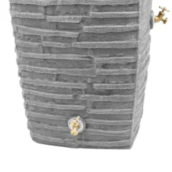 Good Ideas Impressions Riverwalk 50-Gallon Faux Slate Surface Dual Spigot Locations Rain Barrel W/2 Brass Spigots & Screen, Dark Granite -D'Eco Store GUEST 6dafe9a8 de5c 4ec9 a54d d0f1174e6485