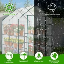 SEVOBAL Greenhouse Outdoor Durable PE Plant Green House For Frost Protection Shelf Clips Roll-up Zipper Door Walk-in For Planter, White, 99"*37"*14.5" 7 SEVOBAL Greenhouse Outdoor Durable PE Plant Green House For Frost Protection Shelf Clips Roll-up Zipper Door Walk-in For Planter, White, 99"*37"*14.5" -D'Eco Store GUEST 6de0c0d3 a0eb 4606 9b26 970827f485d6