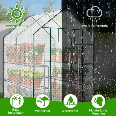 SEVOBAL Greenhouse Outdoor Durable PE Plant Green House For Frost Protection Shelf Clips Roll-up Zipper Door Walk-in For Planter, White, 99"*37"*14.5" 3 SEVOBAL Greenhouse Outdoor Durable PE Plant Green House For Frost Protection Shelf Clips Roll-up Zipper Door Walk-in For Planter, White, 99"*37"*14.5" - Image 3