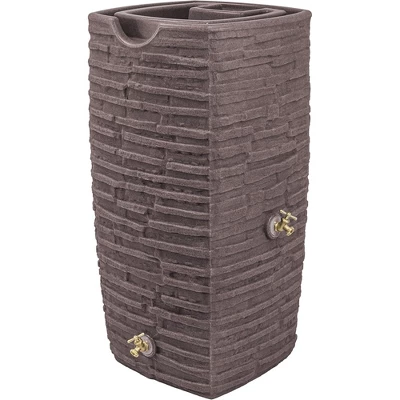 Good Ideas Impressions Riverwalk 50-Gallon Faux Slate Surface Dual Spigot Locations Rain Barrel W/2 Brass Spigots & Screen, Red Brick 4 Good Ideas Impressions Riverwalk 50-Gallon Faux Slate Surface Dual Spigot Locations Rain Barrel W/2 Brass Spigots & Screen, Red Brick - Image 4