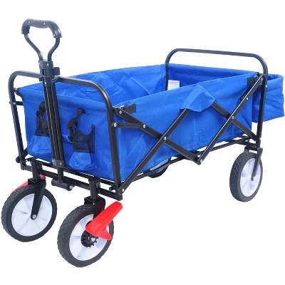 Folding Wagon Garden Shopping Beach Cart (Blue Colour) 7 Folding Wagon Garden Shopping Beach Cart (Blue Colour) - Image 7