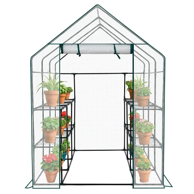 SEVOBAL Greenhouse Outdoor Durable PE Plant Green House For Frost Protection Shelf Clips Roll-up Zipper Door Walk-in For Planter, White, 99"*37"*14.5" 5 SEVOBAL Greenhouse Outdoor Durable PE Plant Green House For Frost Protection Shelf Clips Roll-up Zipper Door Walk-in For Planter, White, 99"*37"*14.5" - Image 5