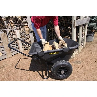 Polar Trailer 7 Cubic Foot Heavy Duty Utility Yard Garden Cart Wheelbarrow With Handle And Wide Track Rubber Wheels Hauling Outdoor, Black, 2 Pack 5 Polar Trailer 7 Cubic Foot Heavy Duty Utility Yard Garden Cart Wheelbarrow With Handle And Wide Track Rubber Wheels Hauling Outdoor, Black, 2 Pack - Image 5